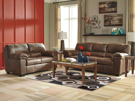 Ashley Bladen coffee faux leather upholstered sofa and loveseat set main view