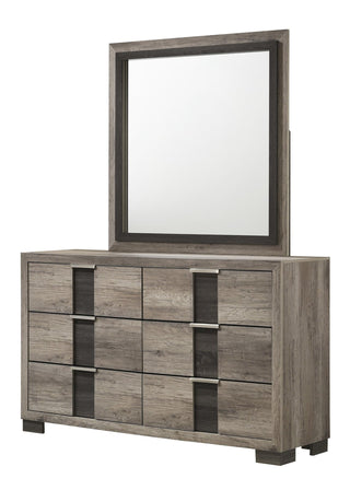 Rangley gray dresser six drawers front view