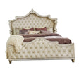 Antonella Tufted Upholstered Queen Bed Ivory and Camel angled view