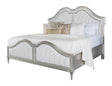Evangeline queen upholstered bed ivory and silver oak, front angle