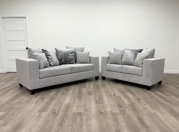 Dove Gray Fabric Sofa Loveseat furniture main view