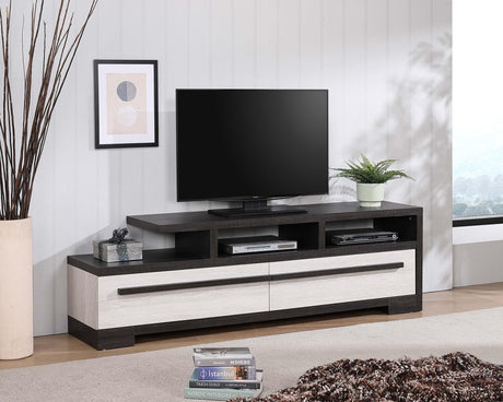 Remington Chalk Ebony Modern Storage TV Stand front view