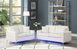 Miami White Faux Leather Tufted 2-Piece Sofa and Loveseat Set with LED Lights front view