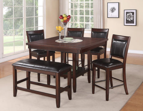 Fulton Espresso square counter height dining set front view with table and chairs