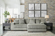 front view of Lindyn Fog Gray polyester upholstered sectional sofa