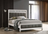 Barzini White Queen Upholstered Panel Bed front view with headboard