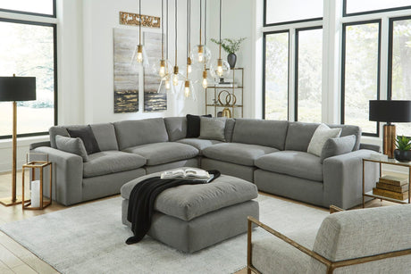 Cloud Gray Chenille Fabric Oversized Sectional Sofa front view