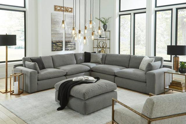 Cloud Gray Chenille Fabric Oversized Sectional Sofa front view