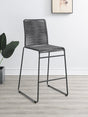 Kai Upholstered Bar Stool with Footrest Charcoal and Gunmetal front angle