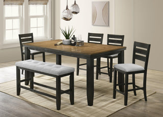 Bardstown Wheat Charcoal Tufted Fabric Counter Height Dining Set main view