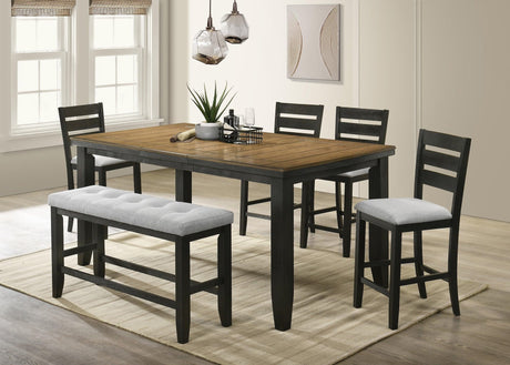 Bardstown Wheat Charcoal Tufted Fabric Counter Height Dining Set main view
