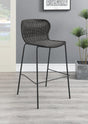 McKinley Upholstered Bar Stool front view brown upholstered seat and sandy black legs