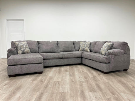 Brentwood Gray Chenille Fabric Sectional Sofa main view from front