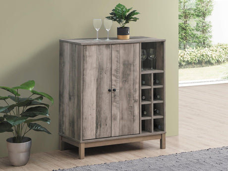 Cheyenne 2-Door Wine Cabinet weathered Acacia front view