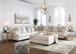 Front view of Ashley Rawcliffe parchment microfiber sectional sofa