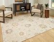 Calkin 8x10 rug in linen gray and caramel viewed flat