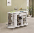 Gideon Crescent Shaped Glass Top Bar Unit with Drawer, front view