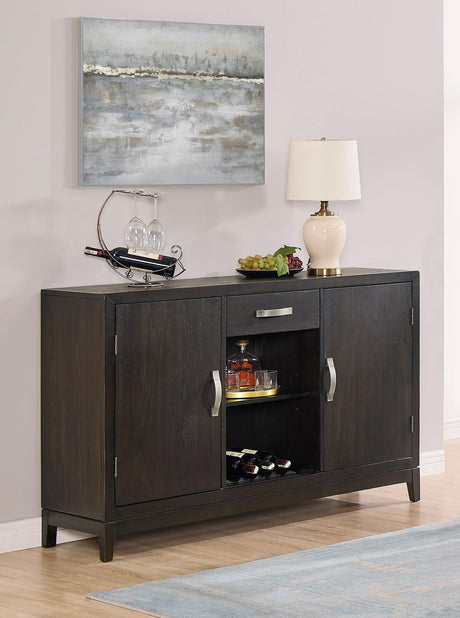 Jeffries dark brown modern solid wood and veneers dining sideboard front view