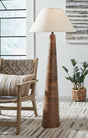 Danset honey brown wood base floor lamp front view