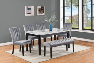 Main view of Pascal Gray Marble Faux Rectangular Dining Room Set dining room furniture