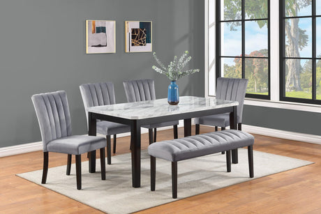 Main view of Pascal Gray Marble Faux Rectangular Dining Room Set dining room furniture