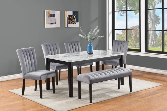 Main view of Pascal Gray Marble Faux Rectangular Dining Room Set dining room furniture