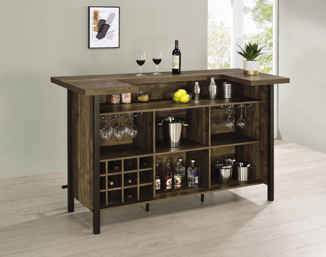 Bellemore rustic oak rectangular bar unit front view