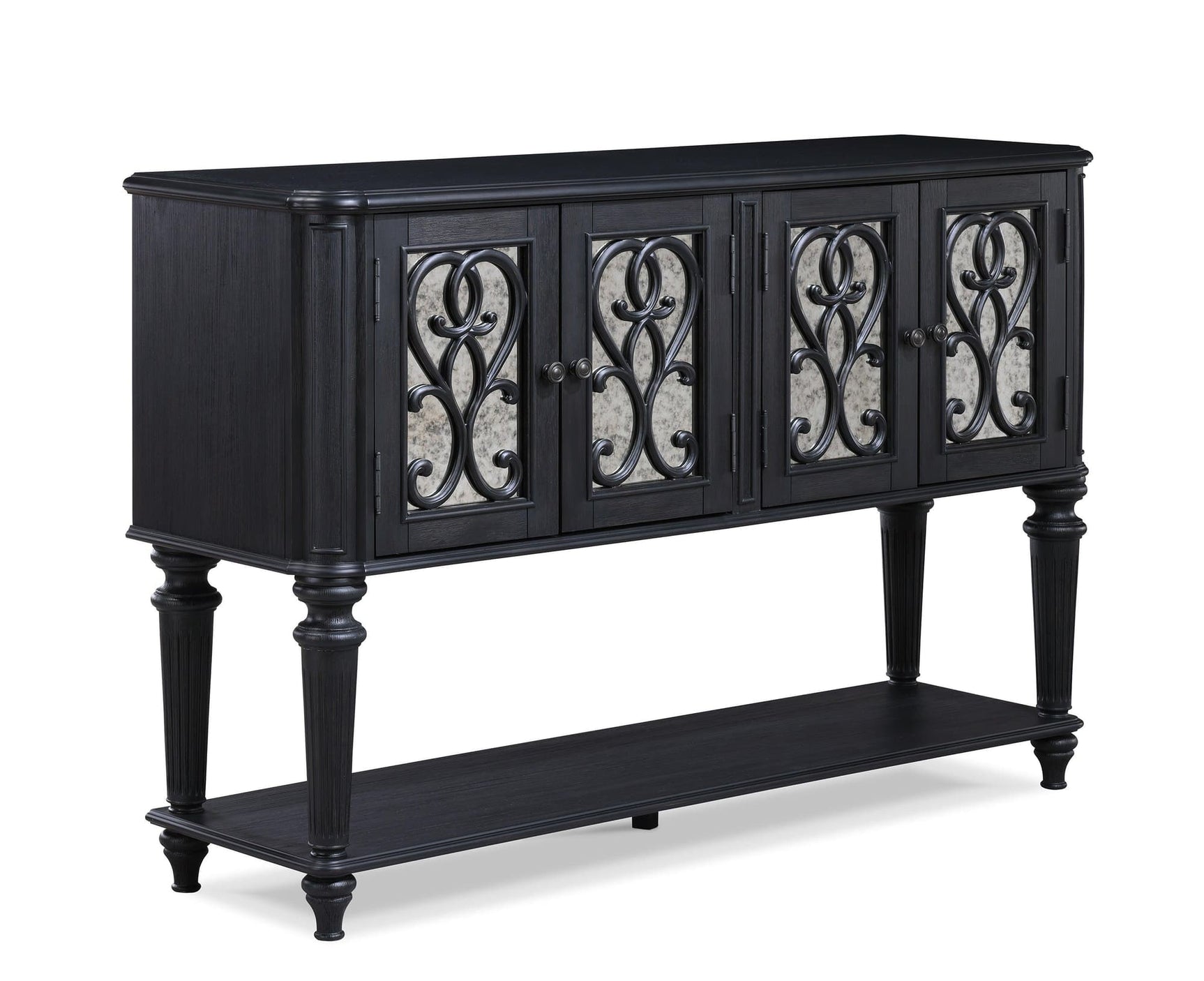 Kingsbury Dark Gray Solid Wood Storage Dining Sideboard front view