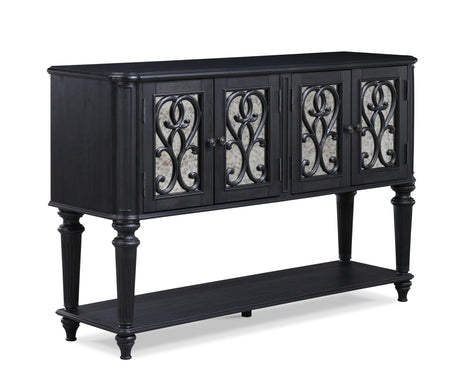 Kingsbury Dark Gray Solid Wood Storage Dining Sideboard front view