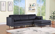 Roxy Black Velvet Sectional Sofa front angle view