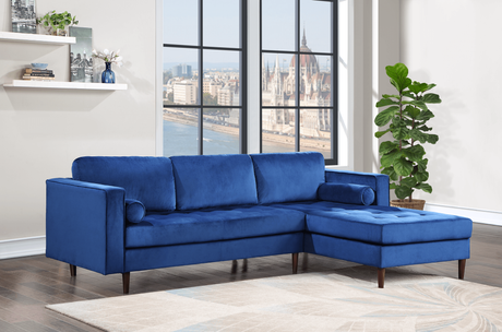 Roxy Blue Velvet Sectional sofa main view
