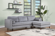 Roxy Grey Velvet Sectional sofa front angle view