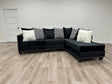 Main view of Santos Black Velvet Suede Sectional Sofa in black velvet suede