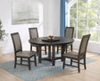Jeffries Dark Brown Faux Leather Round Dining Room Set main dining table view