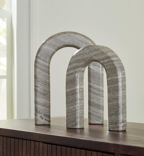 Keithton Taupe Marble Sculpture Set large front view