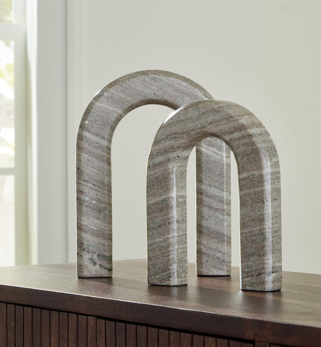 Keithton Taupe Marble Sculpture Set large front view