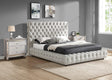 Flory Dove Gray Velvet Tufted Upholstered Queen Bed, front angle