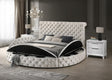 Brigitte Ivory velvet tufted queen bed angled view