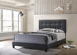 Mapes tufted upholstered queen bed in charcoal, angled side view