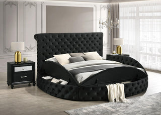 Brigitte Black Velvet Tufted King Bed Front View