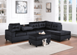 Heights black velvet tufted reversible sectional sofa with chaise and storage ottoman