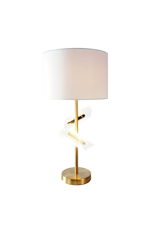White gold metal modern textured ceramic frame table lamp front view