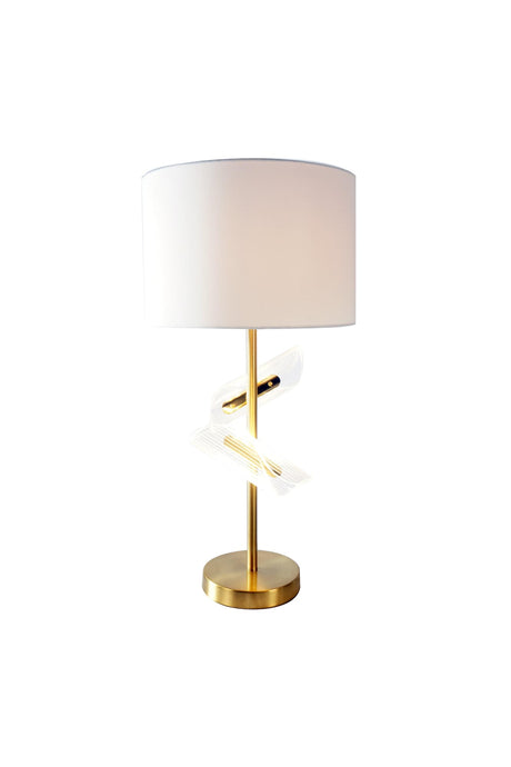 White gold metal modern textured ceramic frame table lamp front view