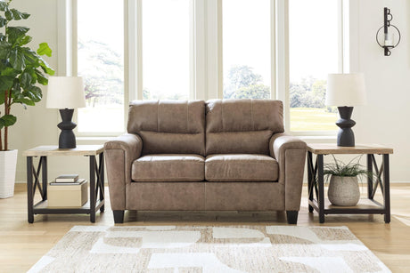 Navi Fossil Faux Leather Loveseat front angle view