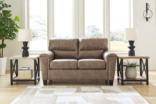 Navi Fossil Faux Leather Loveseat front angle view