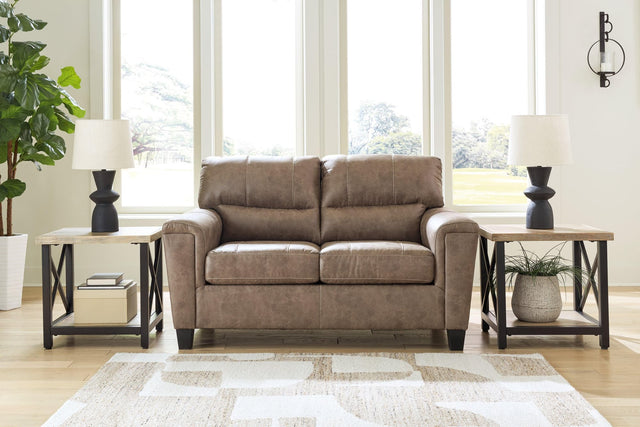 Navi Fossil Faux Leather Loveseat front angle view