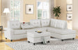 Heights white faux leather tufted reversible sectional sofa, main view
