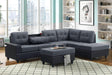 Pu8-Heights gray velvet tufted sectional sofa set with storage ottoman shown from front angle