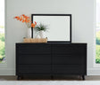 Danziar black dresser with mirror frontal view