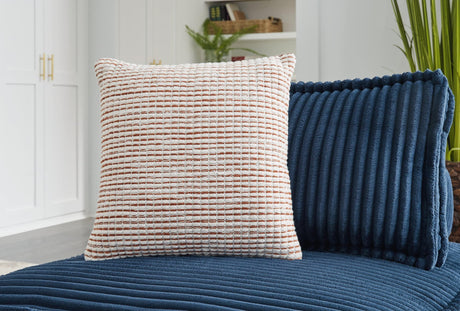 Nashlin white and rust striped throw pillow front view